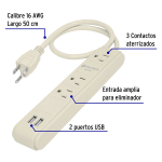 Regleta de 3 Contactos + 2 Puertos USB 1.1A, Volteck - Image 2