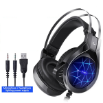 Audífonos Iluminados Alámbricos USB Gamer con Micrófono, Plug 3.5mm, para Ordenador Portátil y PC de Escritorio