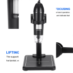 Microscopio Digital Ajustable 1600X, 2MP, 1080P, 8 LED, USB para PC y Smartphone + Soporte Dentado, Color Negro - Image 5