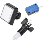 Pulsador Arcade Cuadrado con Switch para Máquina de Videojuegos 34 mm, Color Blanco