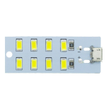 Panel de 8 Luces LED Blanco Frío 5730, 5VDC 430mAh~470mAh, Micro USB