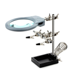 Tercera Mano con Lupa + Soporte para Cautín con Luz Led, MG16129-A