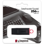 Memoria USB Kingston DataTraveler Exodia, 256GB, USB 3.2 gen 1, Negro/Rosado