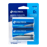 Batería Alcalina Tipo/Tamaño D, Blíster con 2 Piezas, Volteck