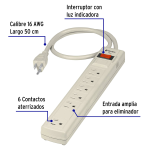 Regleta de 6 Contactos Color Beige, Volteck - Image 2