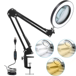 Lupa Flexible de 5X para Escritorio, con Iluminación LED y Alimentación USB, para Reparación