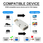 Adaptador HDMI Macho a VGA Hembra con Audio, Color Blanco - Image 4
