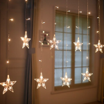 Cortina de Luces Blanco Cálido para Decoración Navideña Tipo Estrellas