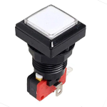 Pulsador Arcade Cuadrado con Switch para Máquina de Videojuegos 25 mm, Color Blanco