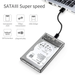 Enclosure HDD Sata y SSD de Plástico para Disco Duro 2.5″ USB 3.0 Tipo C, Soporta 4 TB, Transparente - Image 3