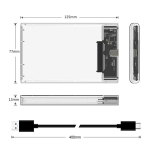 Enclosure HDD Sata y SSD de Plástico para Disco Duro 2.5″ USB 3.0 Tipo C, Soporta 4 TB, Transparente - Image 2