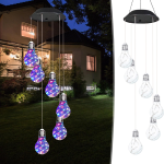 Luces Tipo Campana de Viento Multicolor con Forma de Bombilla y Mini Panel Solar