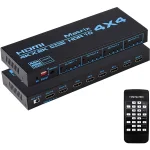 Matriz HDMI 4x4 4K 60Hz, 2.0 de 4 Entradas y 4 Salidas con Control Remoto