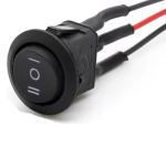 Switch Rocker On-Off Redondo Negro de 3 Pines, 250VAC 6A 125VAC 10A con Cables