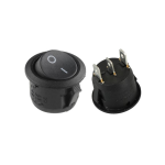 Switch Rocker On-Off Redondo Negro, 125VAC 10A – 250VAC 6A
