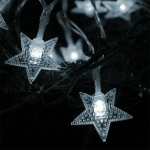 Serie de 30 Luces Navideñas Tipo Estrellas con Mini Panel Solar, Blanco Frío de 6.5 Metros - Image 2