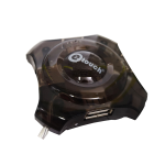 Hub USB 2.0, 4 Puertos, Tipo Octagono, Color Negro