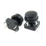 Switch Pulsador 12x12x7.3mm de 4 Pines, Color Negro