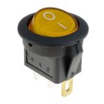 Mini Switch Rocker On-Off Redondo Amarillo/Negro, 125VAC 6A – 250VAC 3A