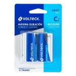 Batería Alcalina Tipo/Tamaño C, Blíster con 2 Piezas, Volteck