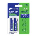 Pilas Recargables AA, 1.2V, 2500 mAh, 2 piezas, Volteck
