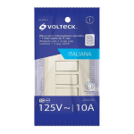 Placa con 2 Interruptores Sencillos + 1 Interruptor de 3 Vías, Volteck