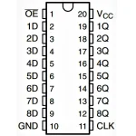 Circuito Integrado Octal de Flip-Flops Tipo D, TTL 74LS374 - Image 2