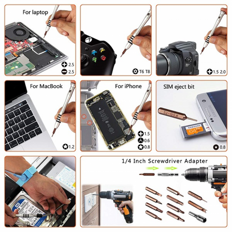 Kit de Herramientas para Reparacion de Celulares y Ordenadores 90 en 1