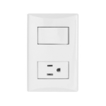 Placa Combinada con 1 Interruptor + 1 Contacto 15A 125V Blanco Plata Eagle