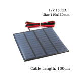 Panel Solar de 11X11 cm 150mAh 12V 2W