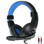 Audífonos Alámbricos Gamer con Micrófono, Plug 3.5mm, para Ordenador Portátil y PC de Escritorio Negro/Azul