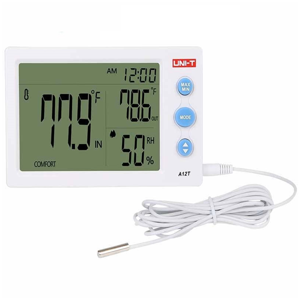 blanco)estación meteorológica LCD grande termómetro digital higrómetro  sensor interior exterior que incluye temperatura, humedad, pronóstico del  tiempo, ventana R