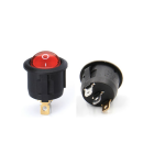 Switch Rocker On-Off Redondo Rojo/Negro, 125VAC 10A – 250VAC 6A