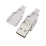 Conector USB Macho 4 Pines con Cubierta de Plástico Blanco