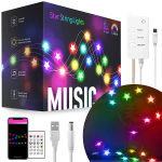 Tira de Luces Led Navideñas de 10 mts, con Sincronización de Música y Controlable con Aplicación Bluetooth