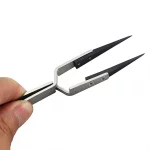 Pinza Antiestática de Acero Inoxidable, Punta de Fibra de carbono, ESD-259X - Image 3