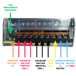 Fuente de Alimentación Conmutada 110-220VAC de 9 Borneras, 12VDC 40A, 480W - Image 3