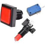 Pulsador Arcade Cuadrado con Switch para Máquina de Videojuegos 34 mm, Color Rojo