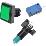 Pulsador Arcade Cuadrado con Switch para Máquina de Videojuegos 34 mm, Color Verde