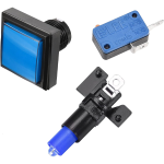 Pulsador Arcade Cuadrado con Switch para Máquina de Videojuegos 34 mm, Color Azul