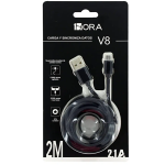 Cable USB 2.0 a Micro USB V8 de 2 Metros, Color Negro, CAB178