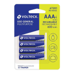 Pilas Recargables AAA, 1.2V, 600 mAh, 4 piezas, Volteck