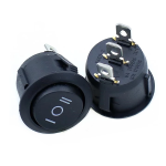 Switch Rocker On-Off-On Redondo Negro de 3 Pines, 125VAC 10A – 250VAC 6A - Image 2