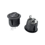 Switch Rocker On-Off-On Redondo Negro de 3 Pines, 125VAC 10A – 250VAC 6A