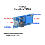 Módulo Regulador de Voltaje Boost Step-UP 2A, con Entrada Micro USB, MT3608 - Image 3