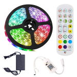 Tira de Luces Led RGB 5050 de 5 mts, no Impermeable, con Control Remoto de 24 Teclas, con Sincronización de Música, Controlable con Aplicación Bluetooth, AB-Z837
