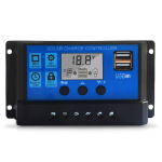 Controlador de Energía Solar PWM y Pantalla LCD con Doble Salida USB 5V, 12V/24V, 30A