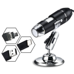 Microscopio Digital Ajustable 1600X, 2MP, 1080P, 8 LED, USB para PC y Smartphone con Puertos Micro USB y Tipo C