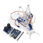 Kit Brazo Robótico de Acrílico Transparente, 4 DOF + compatible con Arduino UNO SMD genérico+ Shield Joystick, para Armar