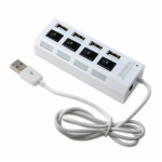 Hub 4 Puertos USB 2.0 Tipo Regleta Color Blanco, con Switchs